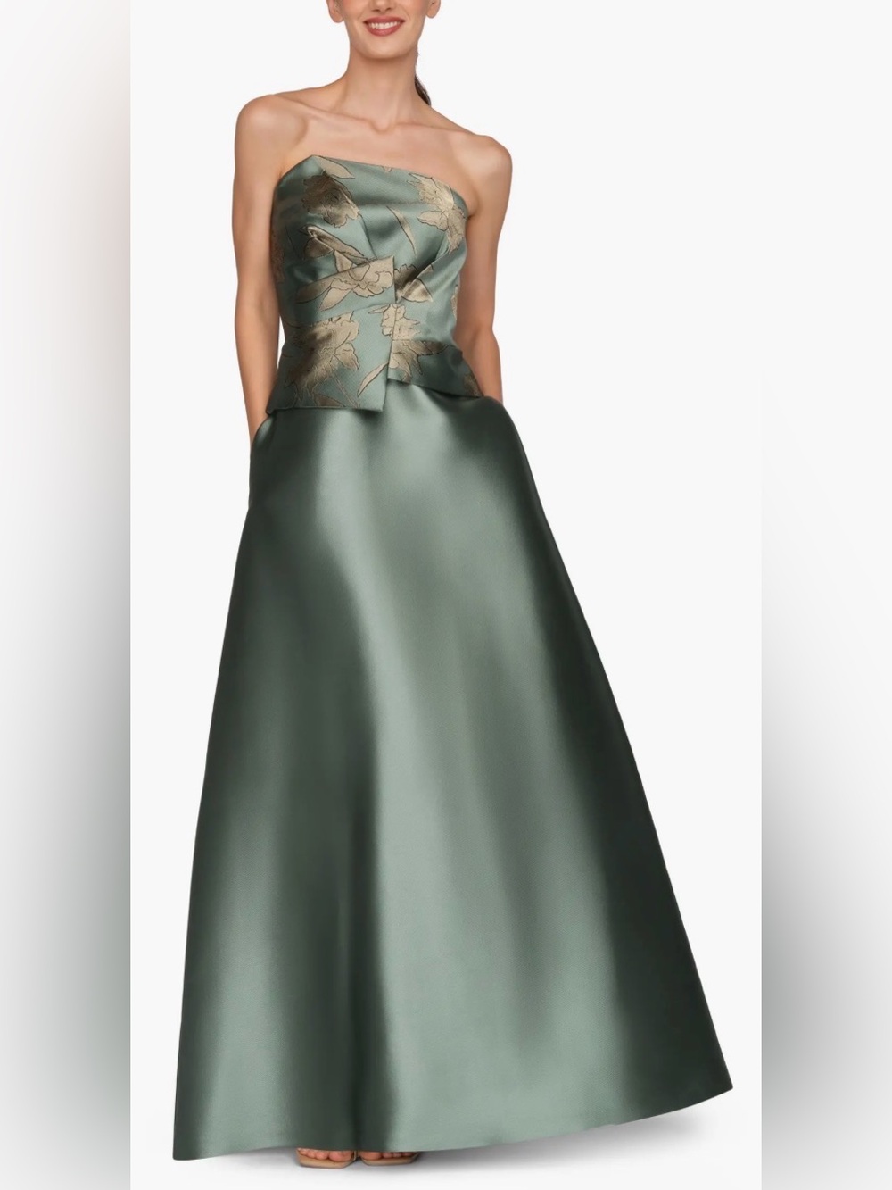 NEW Kay Unger Sheryl Strapless ice berg green ball gown sz 4
